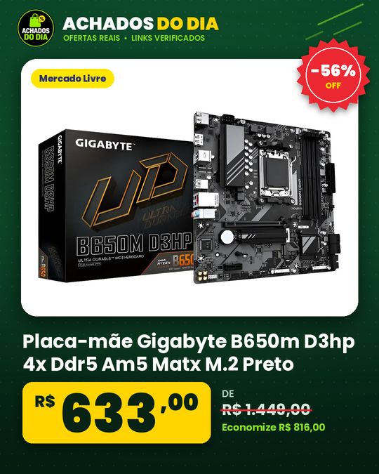 Placa-mãe Gigabyte B650m D3hp 4x Ddr5 Am5 Matx M.2 Preto