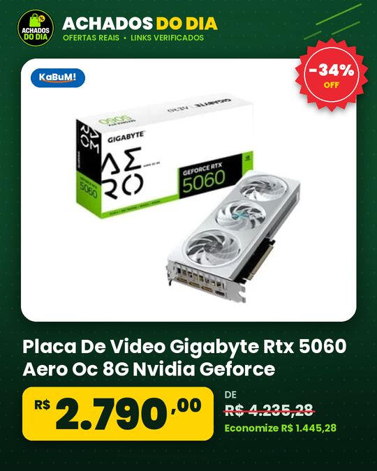 Placa De Video Gigabyte Rtx 5060 Aero Oc 8G Nvidia Geforce 8GB Gddr7 128Bits Dlss Triple Fan Ray Tracing Gv N5060Aero Oc 8Gd