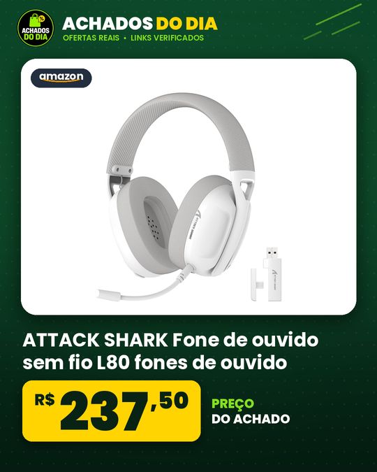 ATTACK SHARK Fone de ouvido sem fio L80 fones de ouvido para jogos USB de 2,4 GHz com