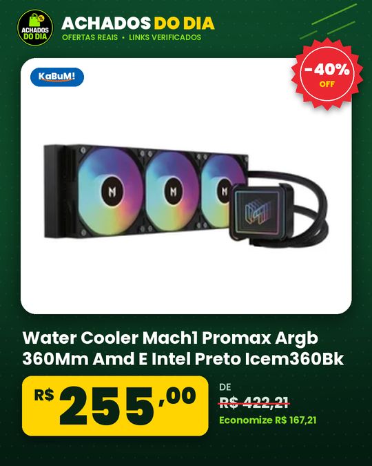Water Cooler Mach1 Promax Argb 360Mm Amd E Intel Preto Icem360Bk