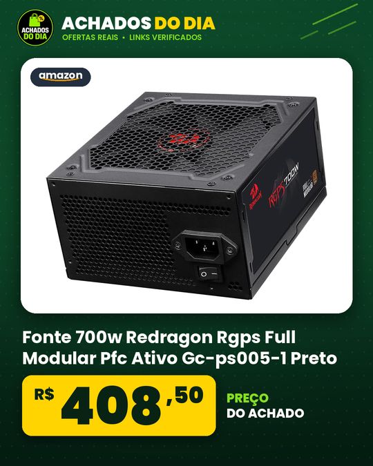 Fonte 700w Redragon Rgps Full Modular Pfc Ativo Gc-ps005-1 Preto