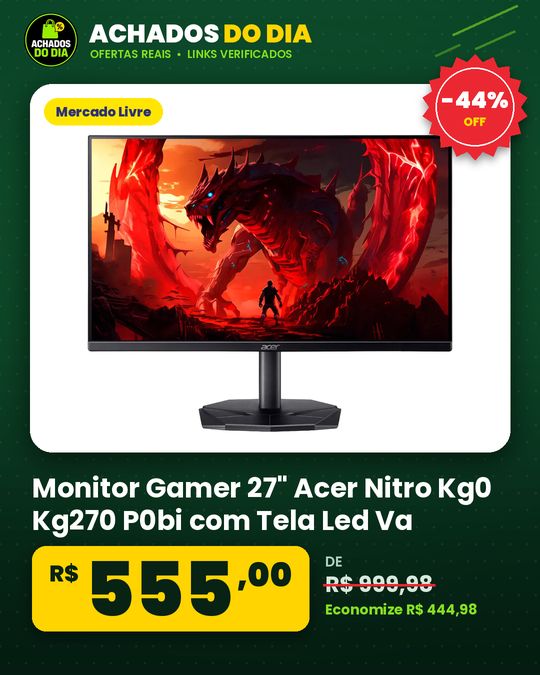 Monitor Gamer 27" Acer Nitro Kg0 Kg270 P0bi com Tela Led Va Full Hd 144Hz 1ms GtoG Amd FreeSync Game Mode 8