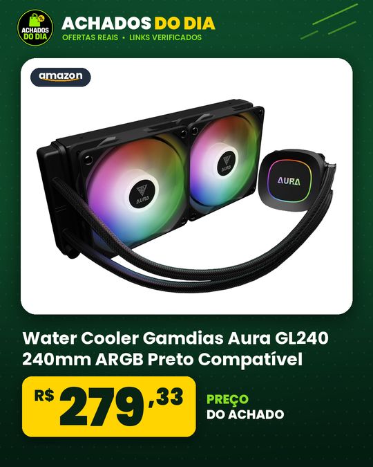 Water Cooler Gamdias Aura GL240 240mm ARGB Preto Compatível Intel LGA 1851 AMD AM5