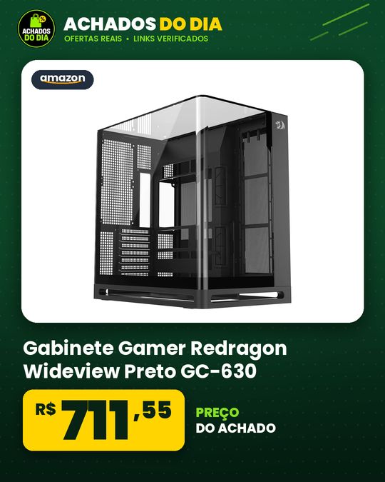 Gabinete Gamer Redragon Wideview Preto GC-630