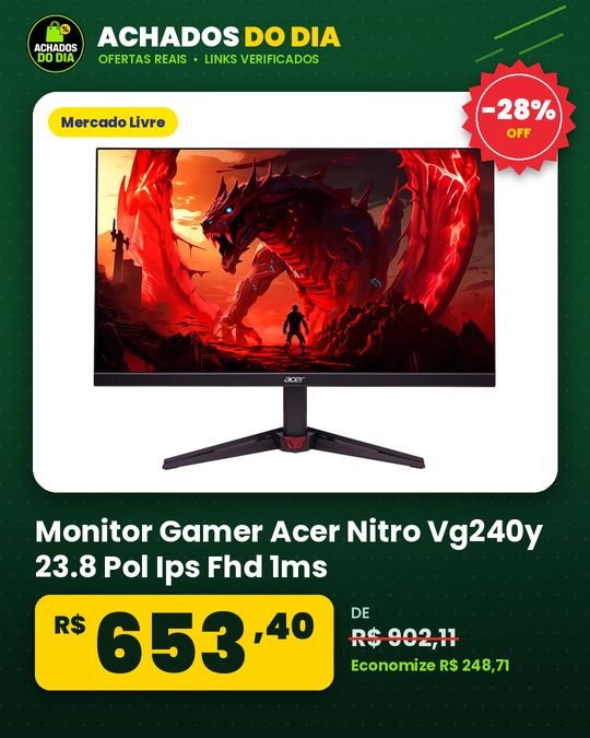 Monitor Gamer Acer Nitro Vg240y 23.8 Pol Ips Fhd 1ms