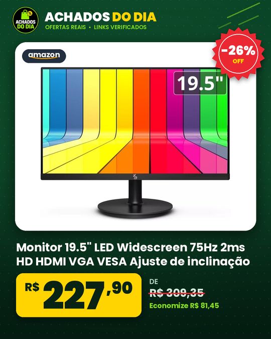 Monitor 19.5" LED Widescreen 75Hz 2ms HD HDMI VGA VESA Ajuste de inclinação - 3
