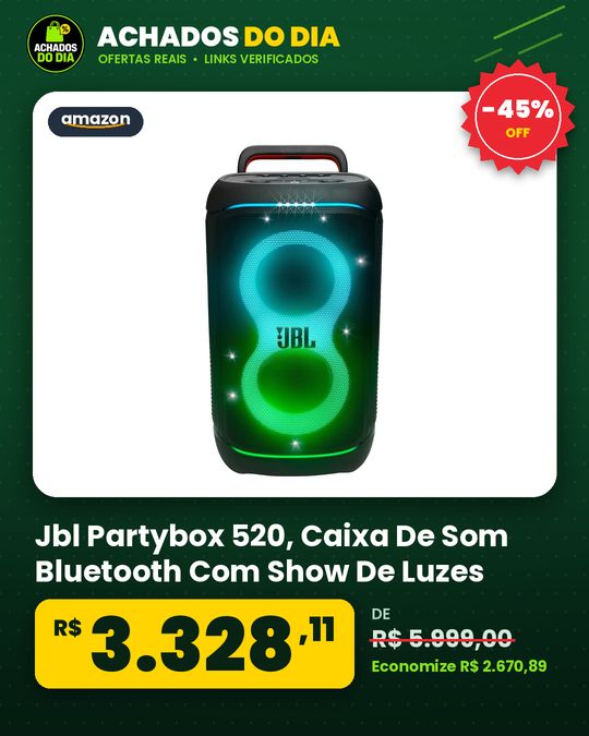 Jbl Partybox 520, Caixa De Som Bluetooth Com Show De Luzes - Preto