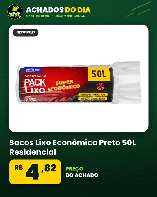 Sacos Lixo Econômico Preto 50L Residencial