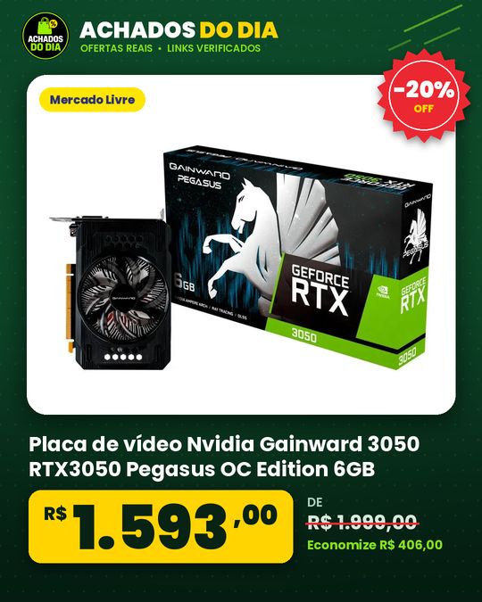 Placa de vídeo Nvidia Gainward 3050 RTX3050 Pegasus OC Edition 6GB