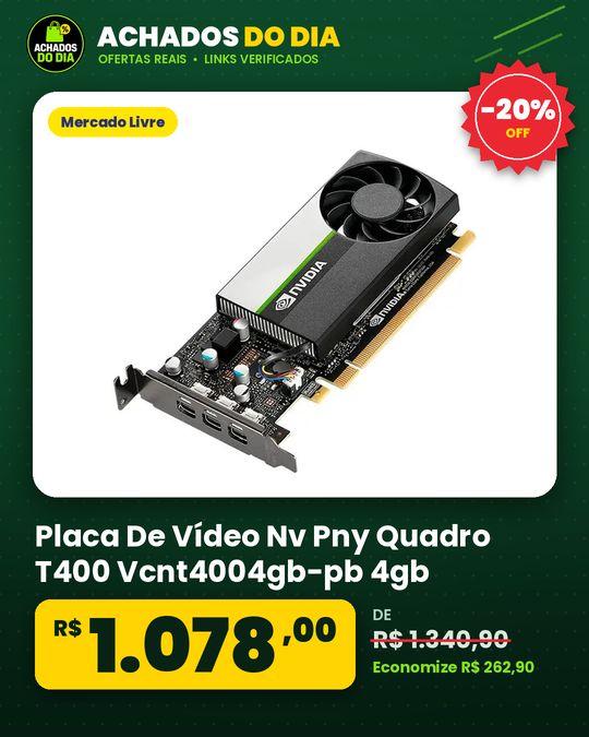 Placa De Vídeo Nv Pny Quadro T400 Vcnt4004gb-pb 4gb