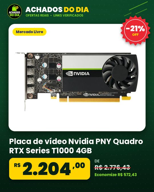 Placa de vídeo Nvidia PNY Quadro RTX Series T1000 4GB