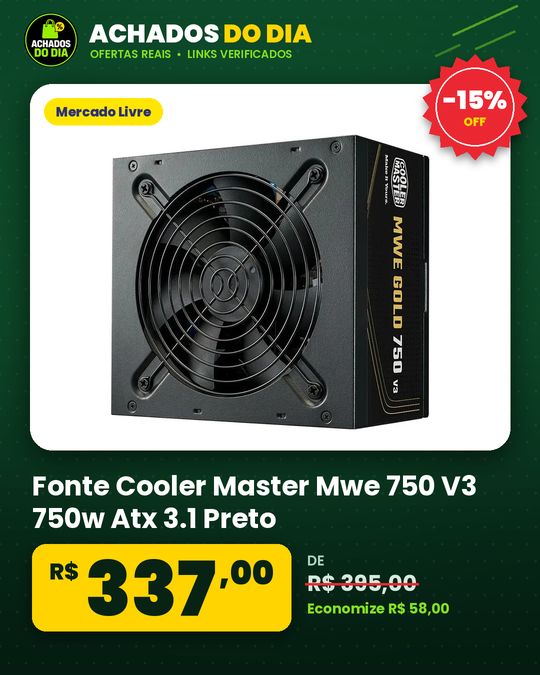 Fonte Cooler Master Mwe 750 V3 750w Atx 3.1 Preto