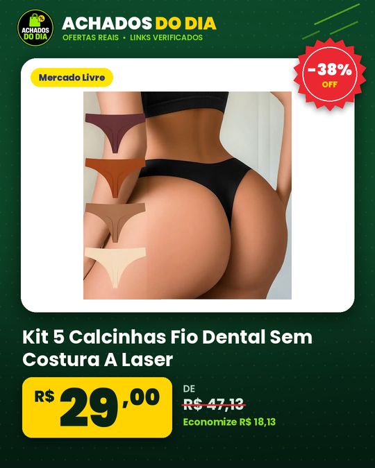 Kit 5 Calcinhas Fio Dental Sem Costura A Laser