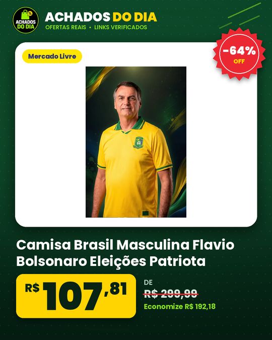 Camisa Brasil Masculina Flavio Bolsonaro Eleições Patriota Amarelo Flávio Bolsonaro 22 - Brasil G