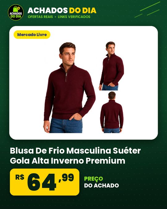 Blusa De Frio Masculina Suéter Gola Alta Inverno Premium