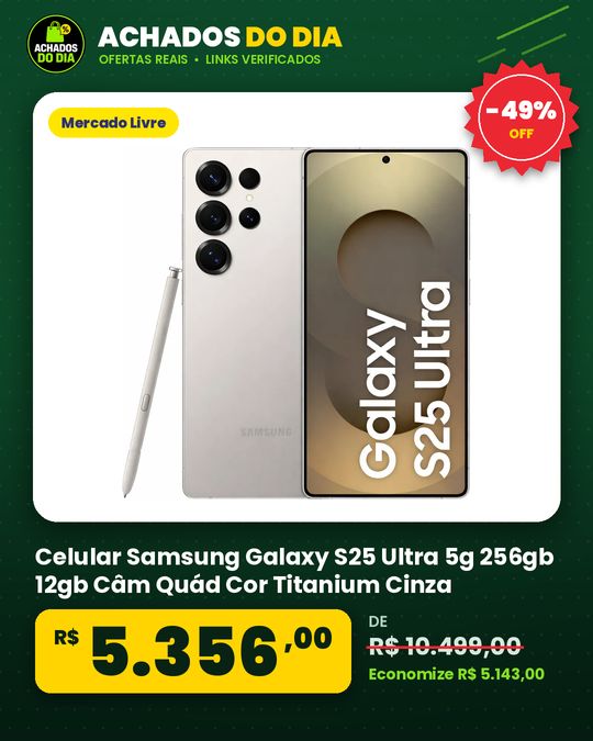 Celular Samsung Galaxy S25 Ultra 5g 256gb 12gb Câm Quád Cor Titanium Cinza