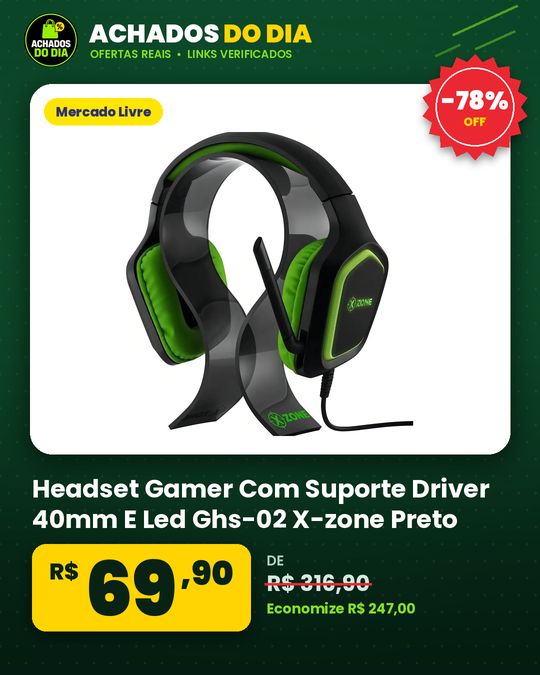 Headset Gamer Com Suporte Driver 40mm E Led Ghs-02 X-zone Preto