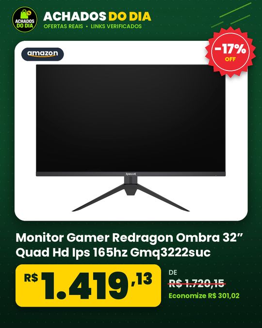 Monitor Gamer Redragon Ombra 32” Quad Hd Ips 165hz Gmq3222suc