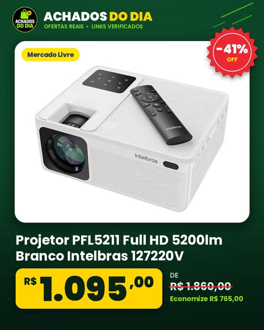 Projetor PFL5211 Full HD 5200lm Branco Intelbras 127220V
