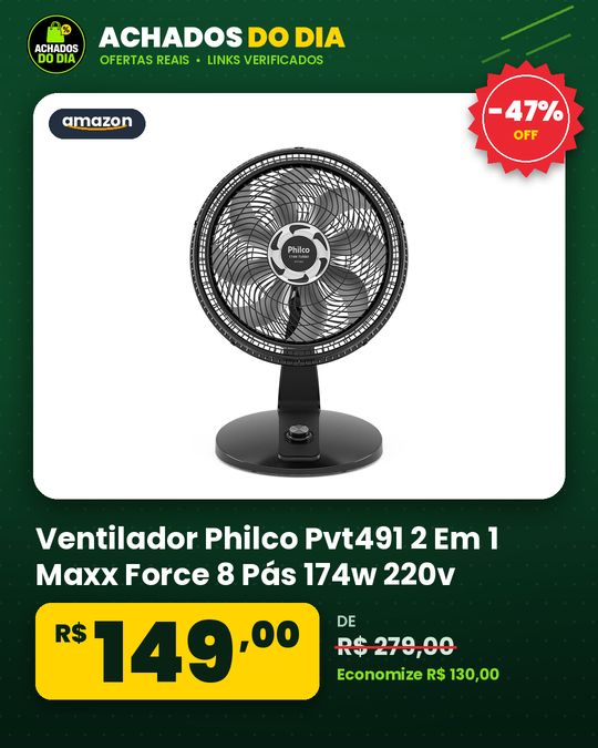 Ventilador Philco Pvt491 2 Em 1 Maxx Force 8 Pás 174w 220v