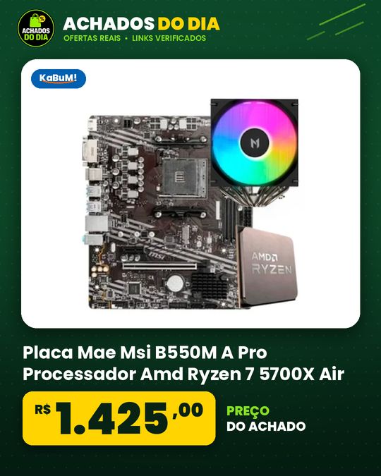 Placa Mae Msi B550M A Pro Processador Amd Ryzen 7 5700X Air Cooler Mach1 Wind
