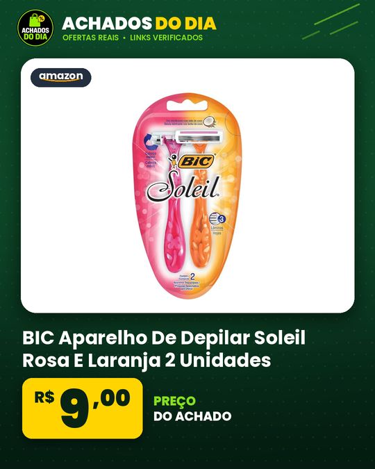 BIC Aparelho De Depilar Soleil Rosa E Laranja 2 Unidades 929994 Dupla Fita Lubrificante Com Leite De Coco