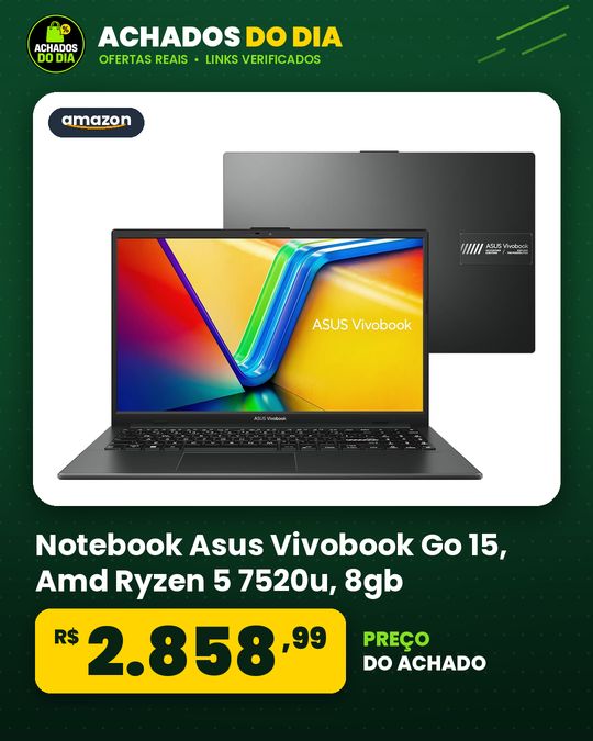 Notebook Asus Vivobook Go 15, Amd Ryzen 5 7520u, 8gb, 256gb Ssd, Keeposlinux, Tela 15,6" Fhd, Mixed Black
