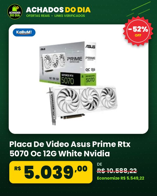 Placa De Video Asus Prime Rtx 5070 Oc 12G White Nvidia Geforce 12GB Gddr7 Opengl 4 6 25