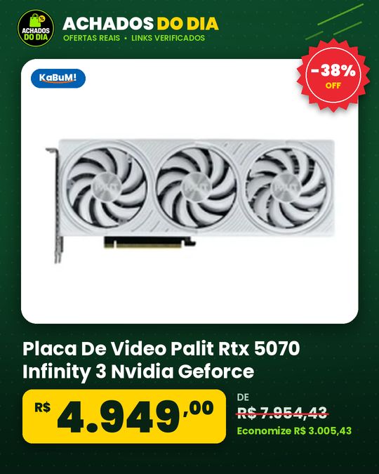 Placa De Video Palit Rtx 5070 Infinity 3 Nvidia Geforce 12GB Gddr7 192Bit 3 Dp E Hdmi Ne