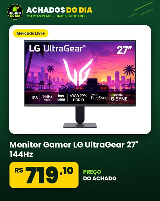 Monitor Gamer LG UltraGear 27" 144Hz