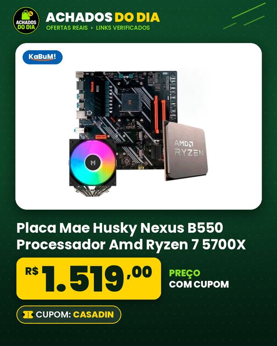 Placa Mae Husky Nexus B550 Processador Amd Ryzen 7 5700X Air Cooler Mach1 Wind