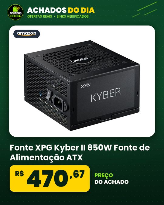 Fonte XPG Kyber II 850W Fonte de Alimentação ATX Certificação Gold 80 PLUS e Cybeneti