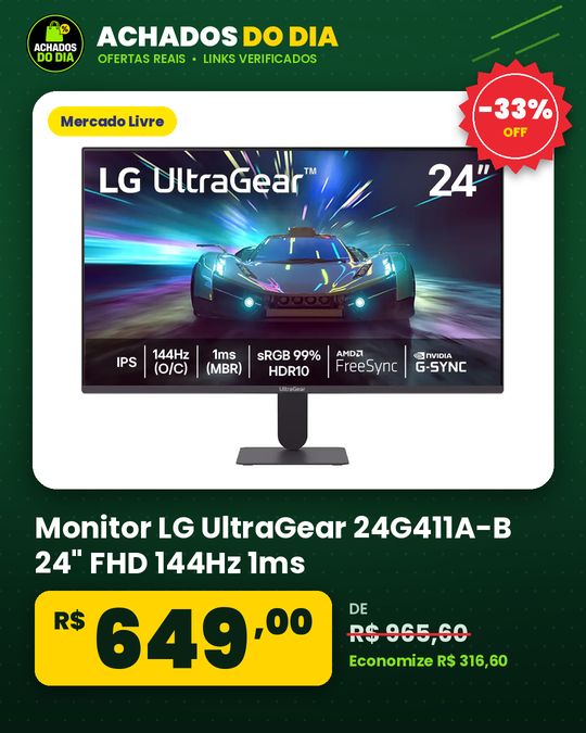 Monitor LG UltraGear 24G411A-B 24",FHD 144Hz 1ms (MBR) NVIDIA G-SYNC AMD FreeSync HDR10