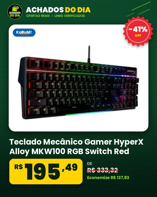 Teclado Mecânico Gamer HyperX Alloy MKW100 RGB Switch Red Full Size US Preto