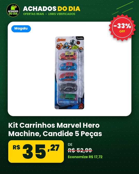 Kit Carrinhos Marvel Hero Machine - Candide 5 Peças