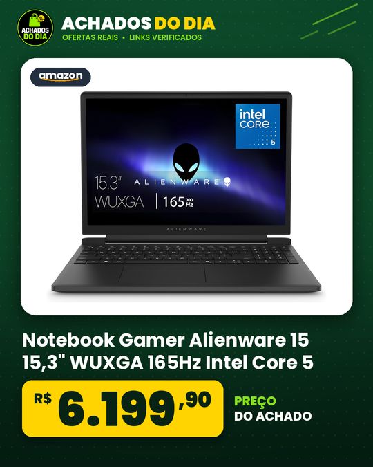 Notebook Gamer Alienware 15 15,3" WUXGA 165Hz Intel Core 5 210H 8GB DDR5 512GB SSD NVIDIA GeForce RTX 3050 6GB Win