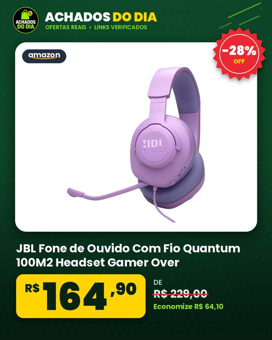 JBL Fone de Ouvido Com Fio Quantum 100M2 Headset Gamer Over Ear Microfone Removíve