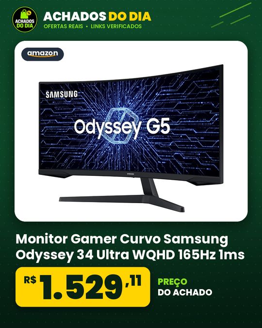 Monitor Gamer Curvo Samsung Odyssey 34 Ultra WQHD 165Hz 1ms tela ultrawide HDMI Display Port Freesync Premi