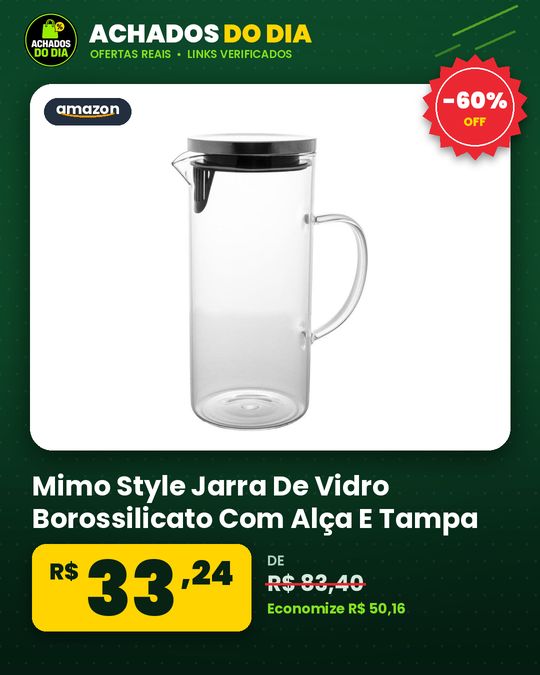 Mimo Style Jarra De Vidro Borossilicato Com Alça E Tampa Hermética Removível Em Silicone E Aço Inoxidável