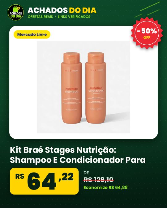 Kit Braé Stages Nutrição: Shampoo E Condicionador Para Cabelos Ressecados E Sem Vida