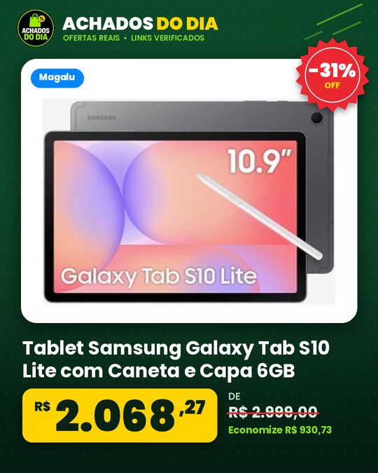 Tablet Samsung Galaxy Tab S10 Lite com Caneta e Capa 6GB RAM 128GB 10.9" Android Exynos 1380 Wi-Fi