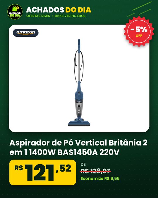 Aspirador de Pó Vertical Britânia 2 em 1 1400W BAS1450A 220V