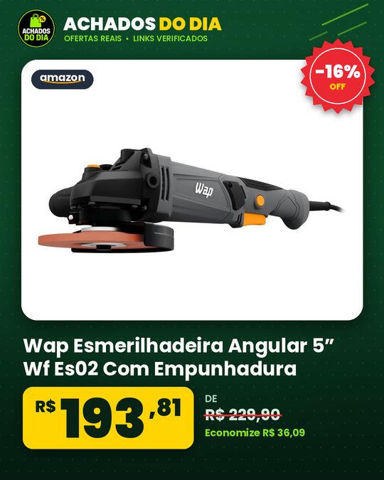 Wap Esmerilhadeira Angular 5” Wf Es02 Com Empunhadura Auxiliar 3 Posições Protetor De Disco 125mm 13000rpm 1200w 220v