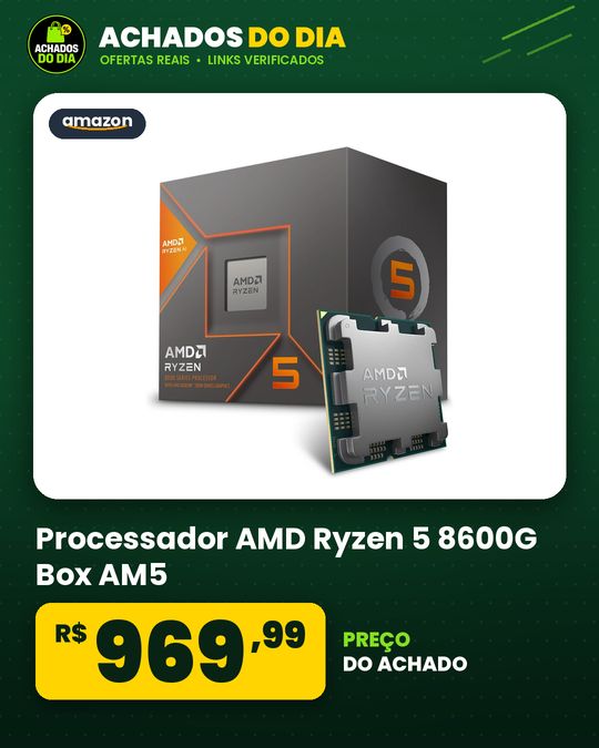 Processador AMD Ryzen 5 8600G Box (AM56 Cores12 Threads5.0GHz22 MB CacheWraith StealthRadeon 760MAMD Ryzen AI)