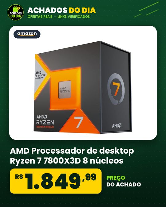 AMD Processador de desktop Ryzen 7 7800X3D 8 núcleos, 16 threads
