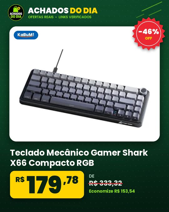 Teclado Mecânico Gamer Shark X66 Compacto RGB
