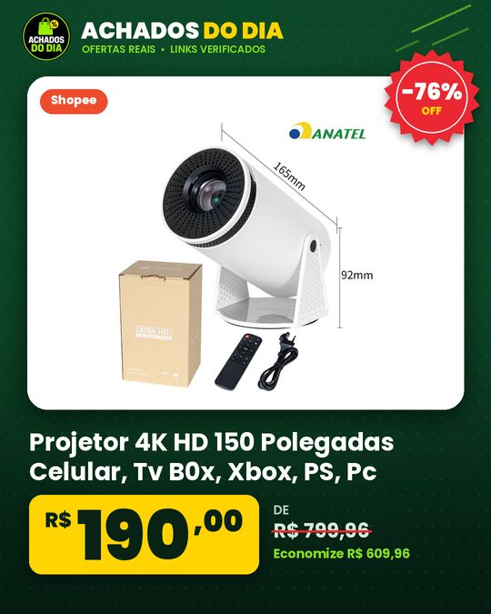 Projetor 4K HD 150 Polegadas Celular, Tv B0x, Xbox, PS, Pc, Wifi e Bluetooth HY300 Magcubic 110220