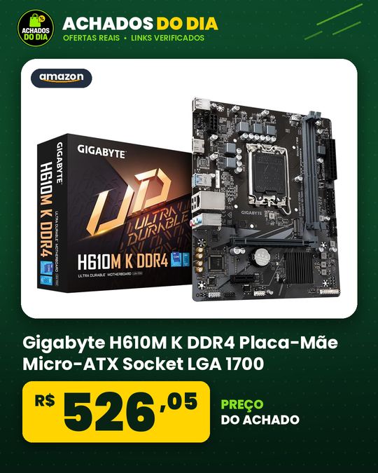 Gigabyte H610M K DDR4 Placa-Mãe Micro-ATX Socket LGA 1700 DDR4 para Intel Core 12ª1