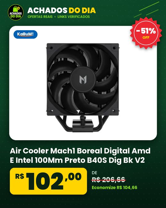 Air Cooler Mach1 Boreal Digital Amd E Intel 100Mm Preto B40S Dig Bk V2