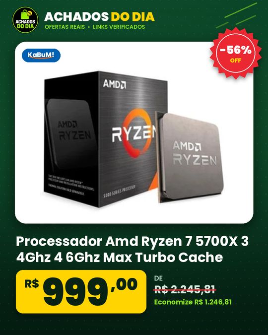 Processador Amd Ryzen 7 5700X 3 4Ghz 4 6Ghz Max Turbo Cache 36 MB 8 Nucleos 16 Threads Am4 Sem Video